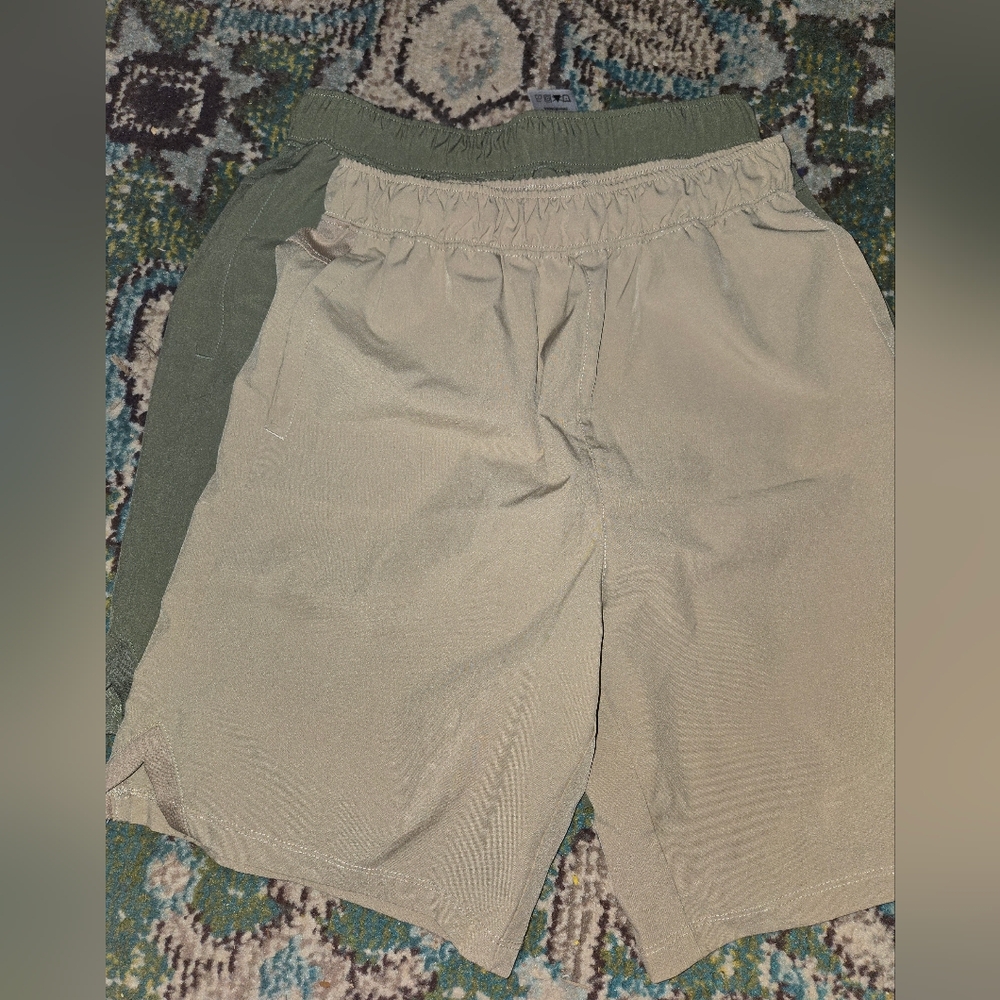 New Balance Beige and Green Elastic Waist Shorts